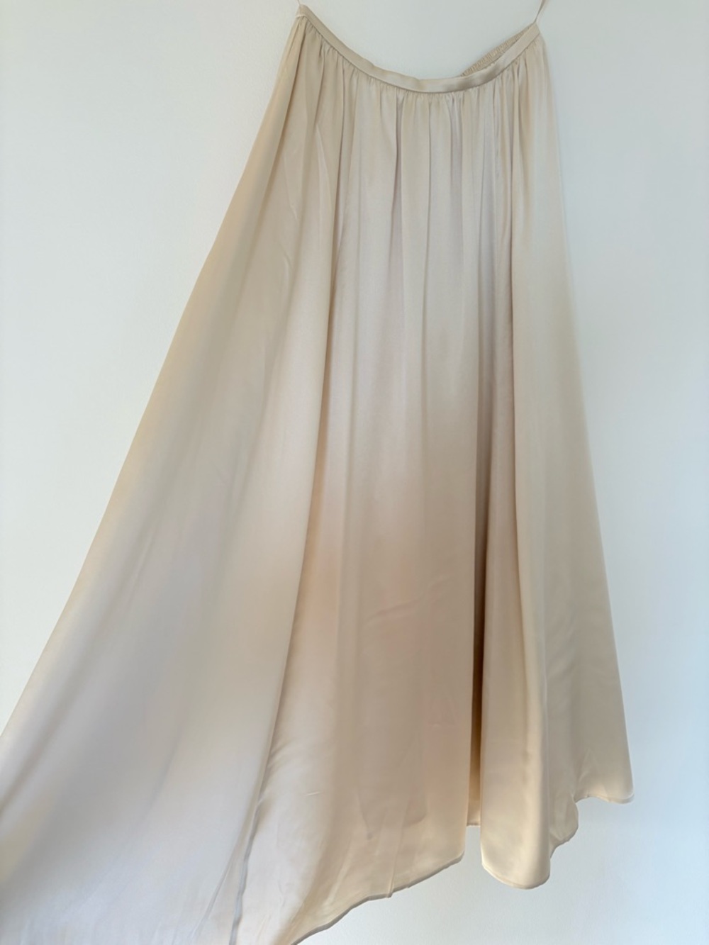 NEW Reformation Gemma Long Silk Skirt Almond Cream Elastic Waist | US 0 UK 4 - Picture 10 of 12